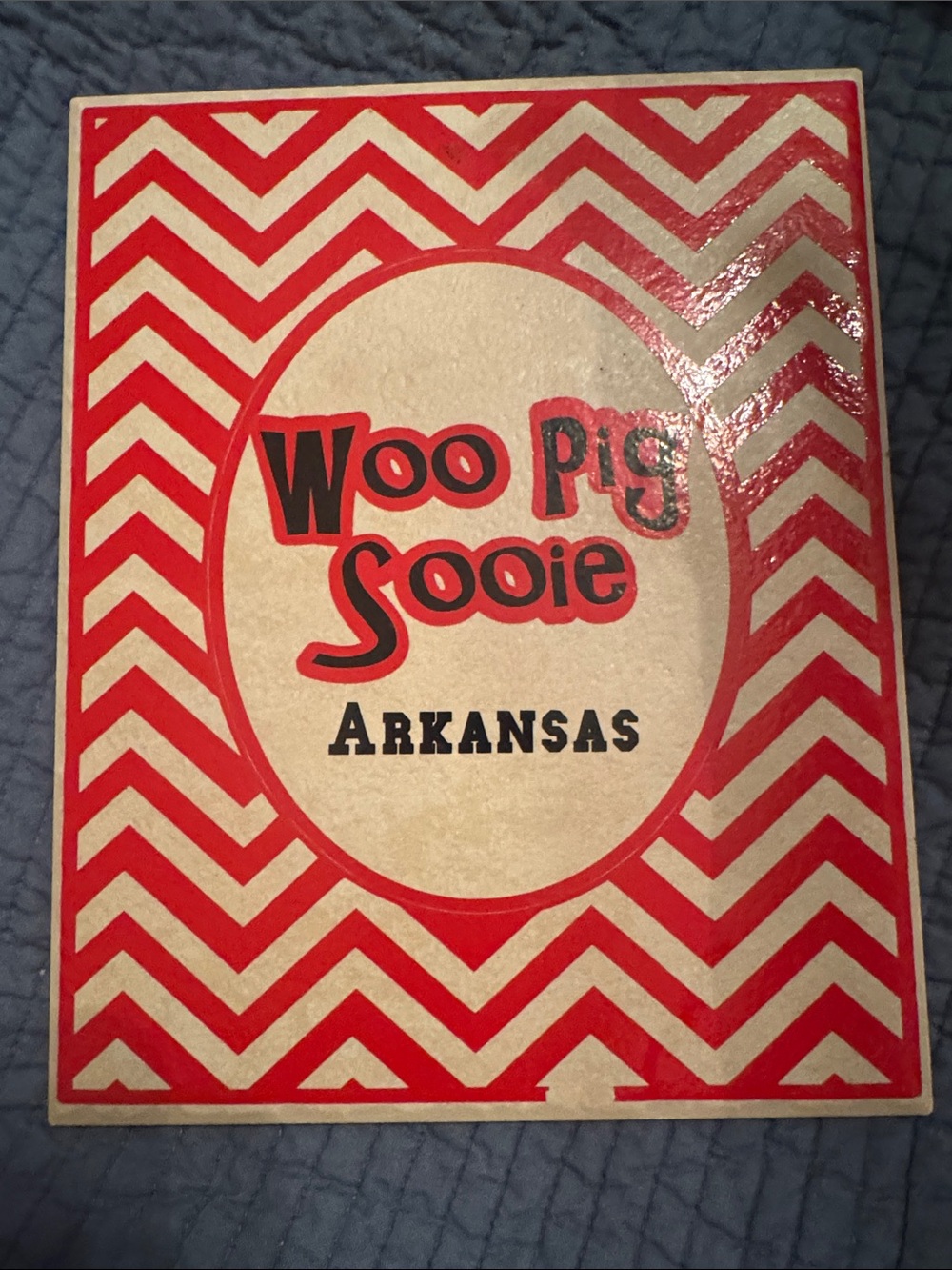 Woo Pig Sooie Arkansas Decorative Sign - Red & Cream